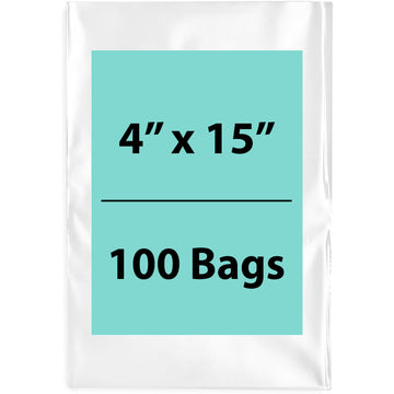 4X15 inches Clear Flat Poly Bags 2Mil Open Top (LDPE)